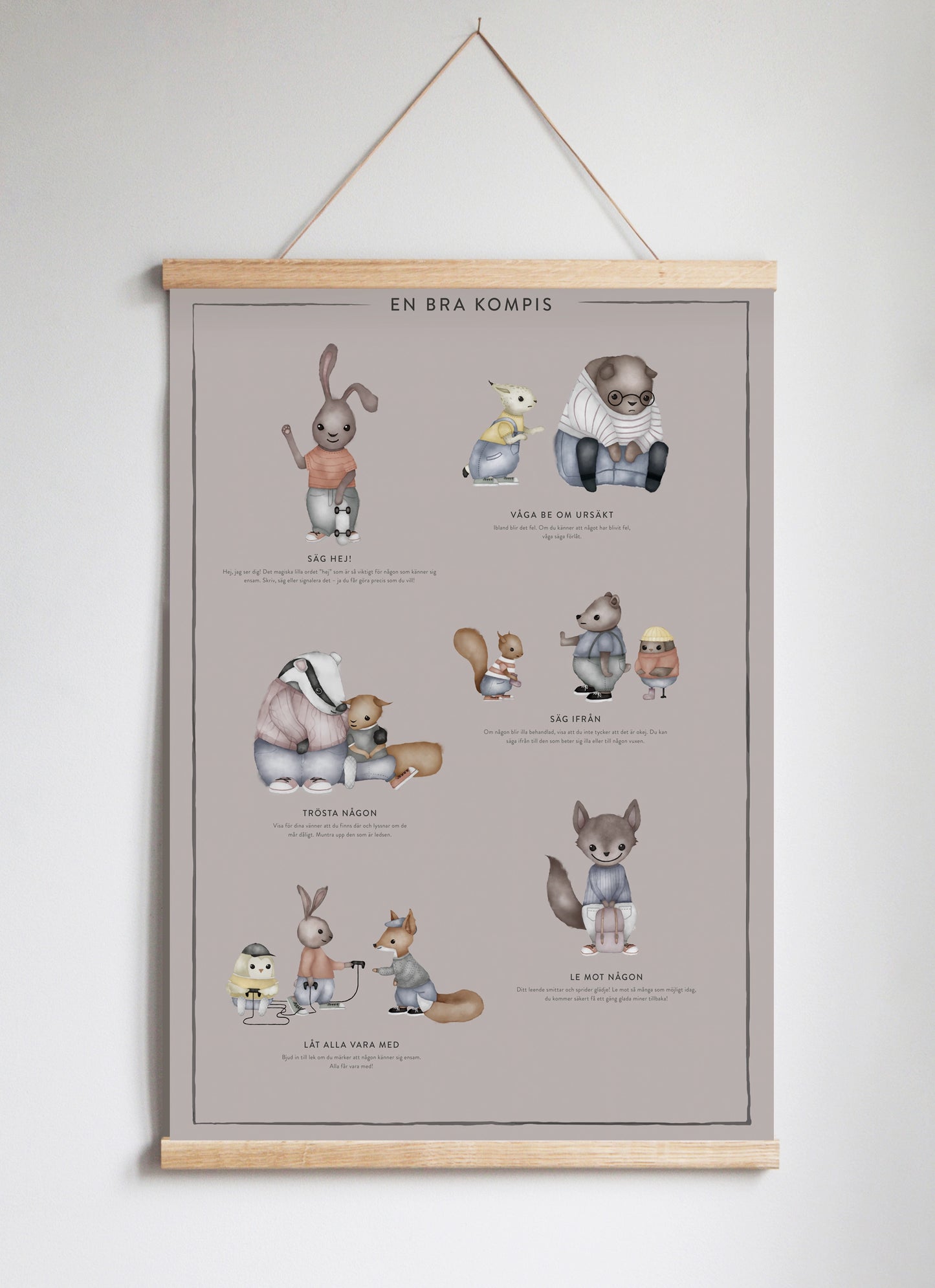 Posterhängare i ek Misty Blush