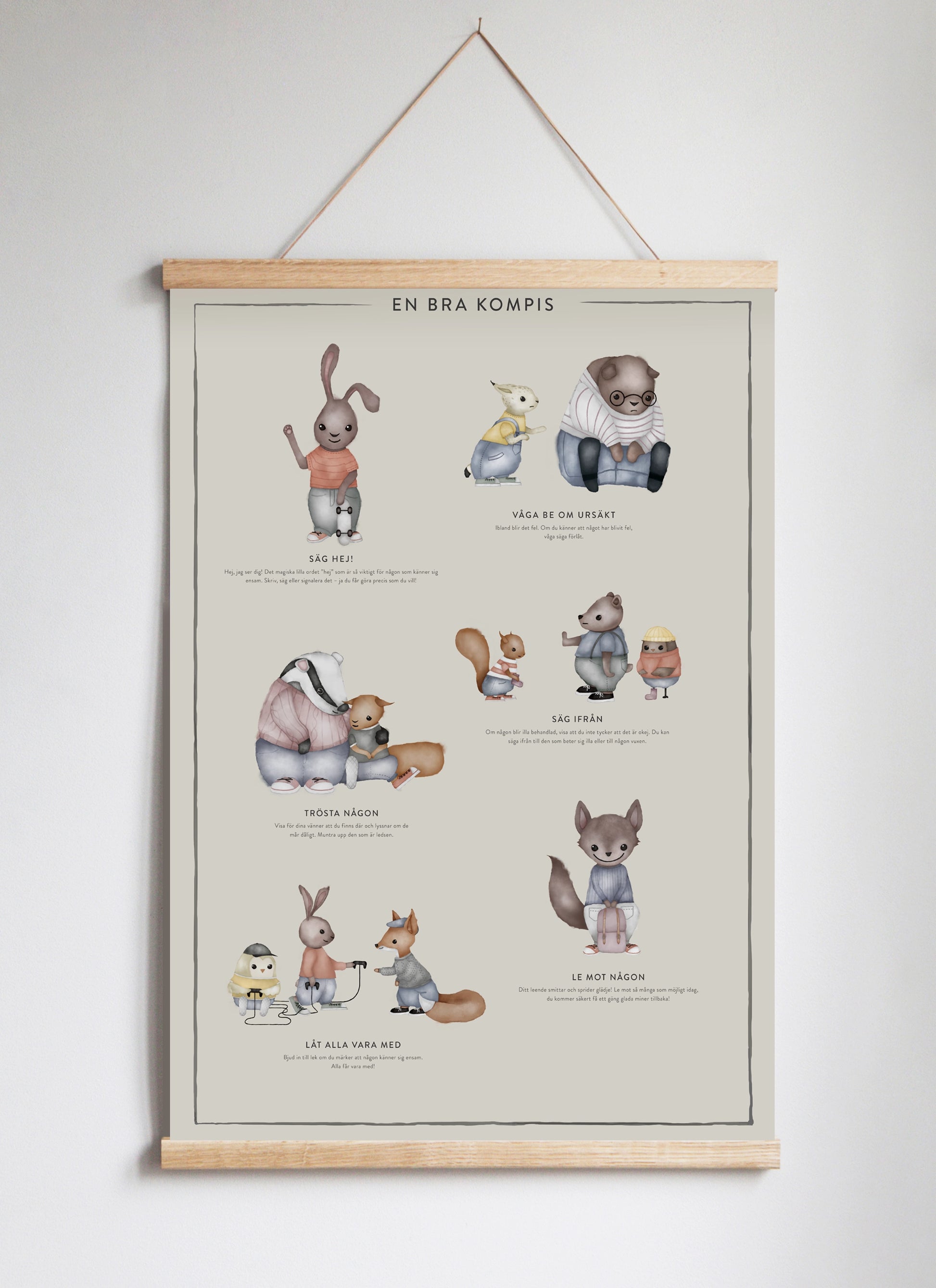 Posterhängare i ek Pearl Gray