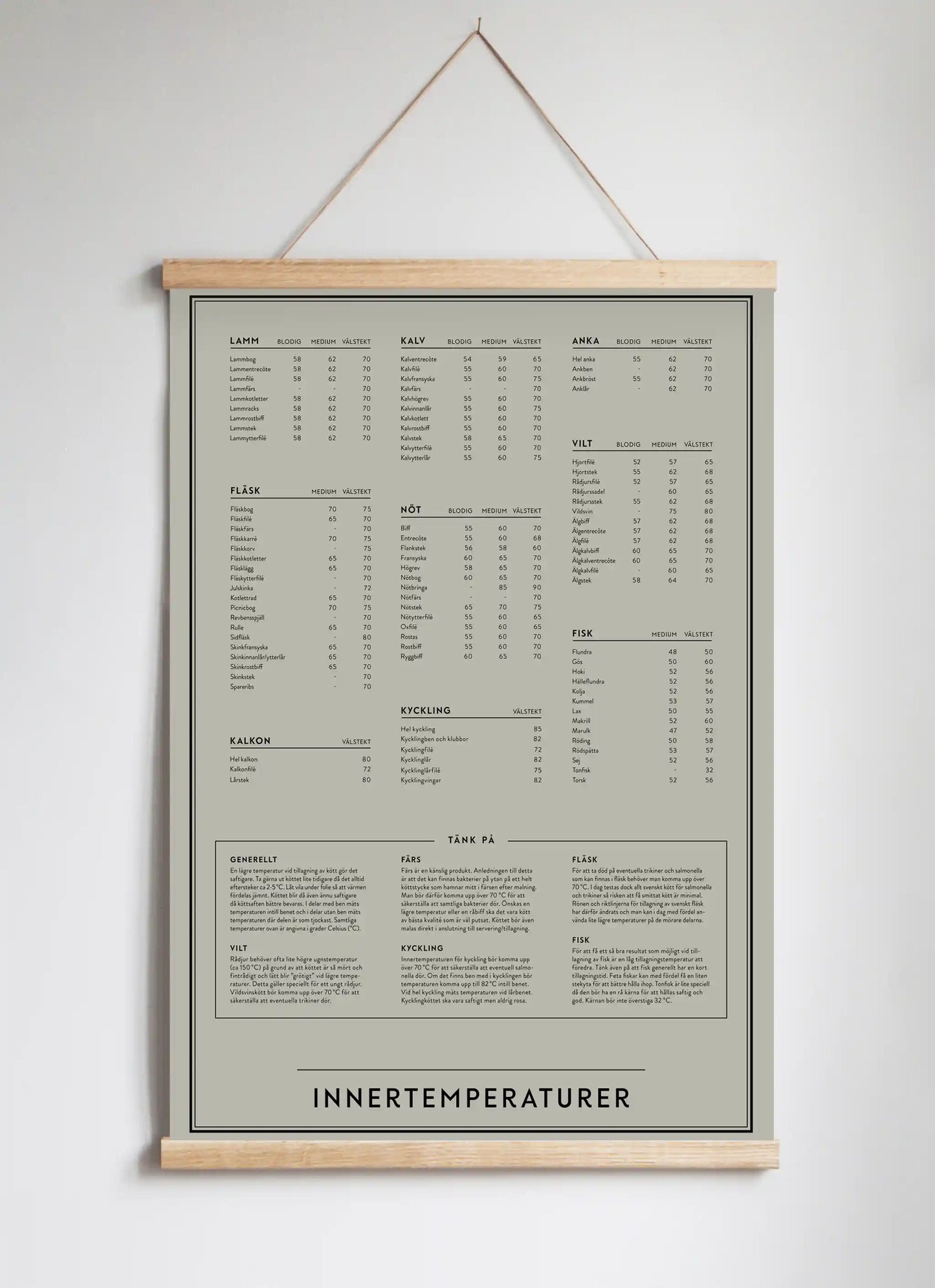 Posterhängare i ek Soft Sage