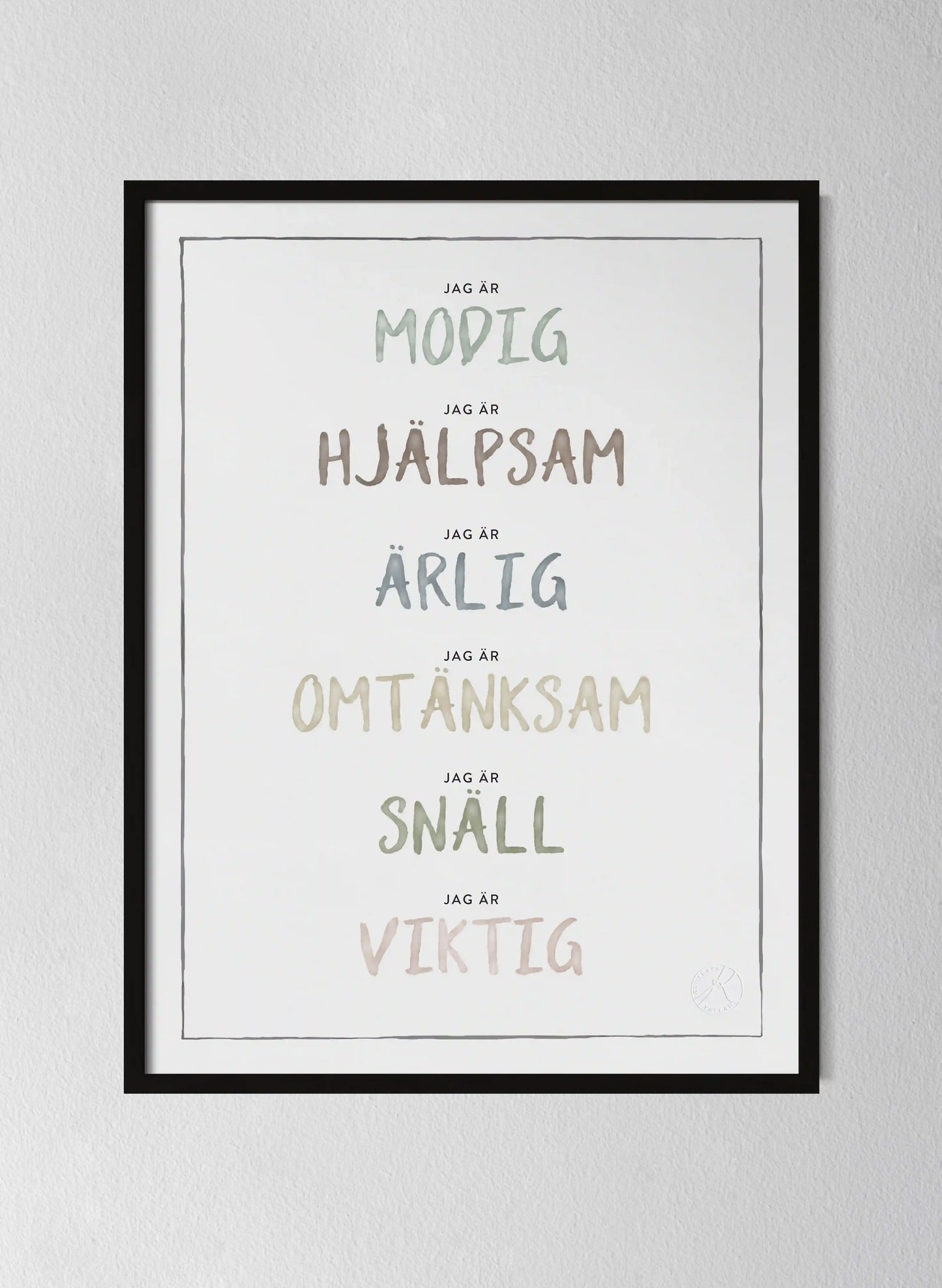 Svart träram Dusty Pastel