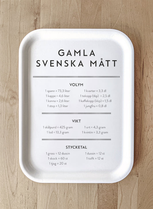 Bricka Gamla svenska mått