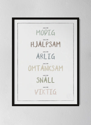 Svart träram Dusty Pastel