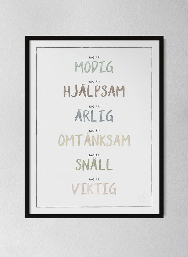 Svart träram Dusty Pastel