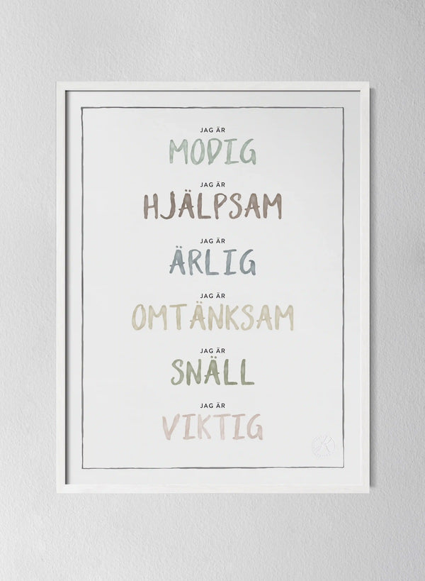Vit träram Dusty Pastel