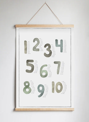 Posterhängare i ek Akvarell