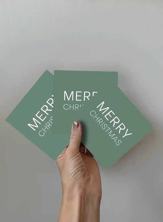Kort 3-pack - Merry Christmas - Grön