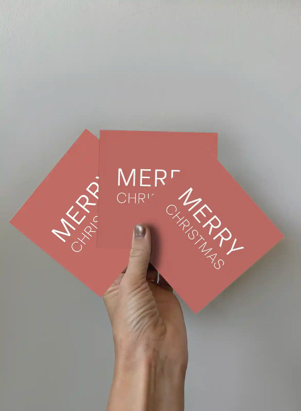 Kort 3-pack - Merry Christmas - Röd