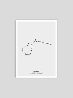 Zodiac sign Aquarius - Vattumannen -  Mini print A5 - Kunskapstavlan