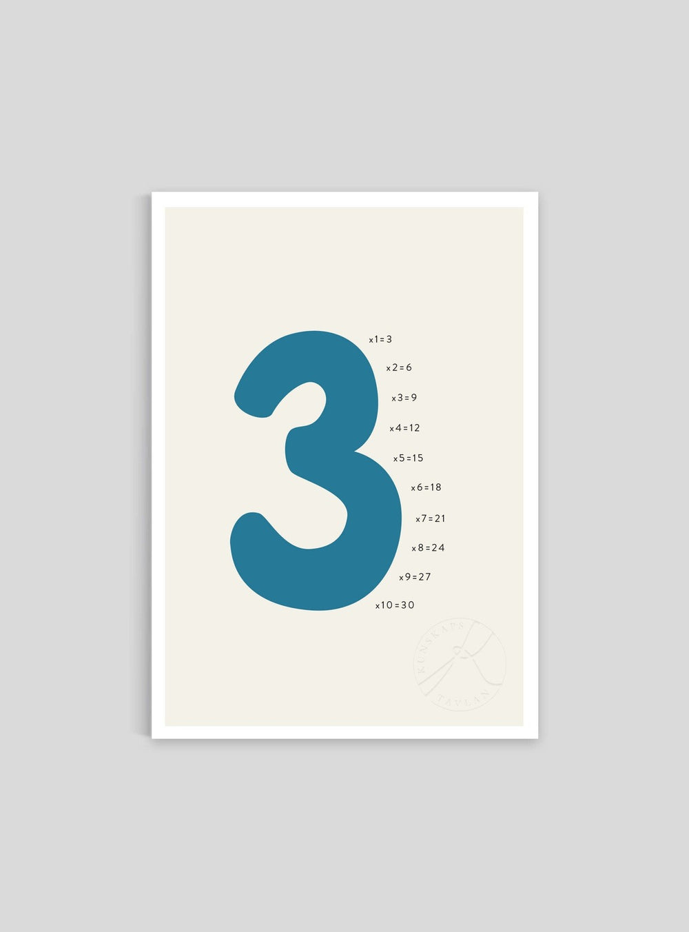 Siffran 3 - Mini print A5 - Kunskapstavlan